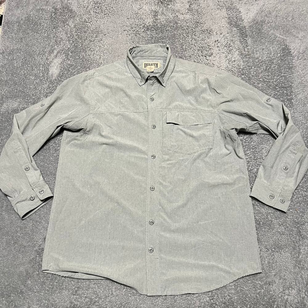 Duluth Trading Shirt Mens Large Sol Survivor Blue Performance Vented Outdoor
